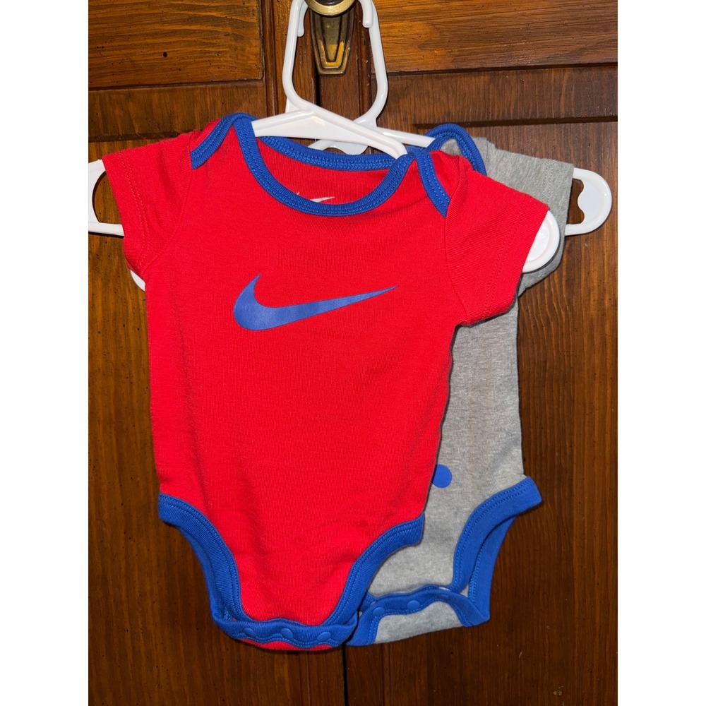 Nike Baby Bodysuit 2-Pack Red Gray Just Do It Swoosh Romper 3M